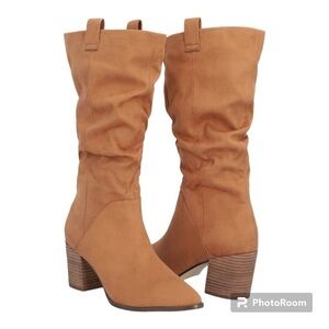 Report Faux Suede boots Size 9, block heel, slip on NWOT